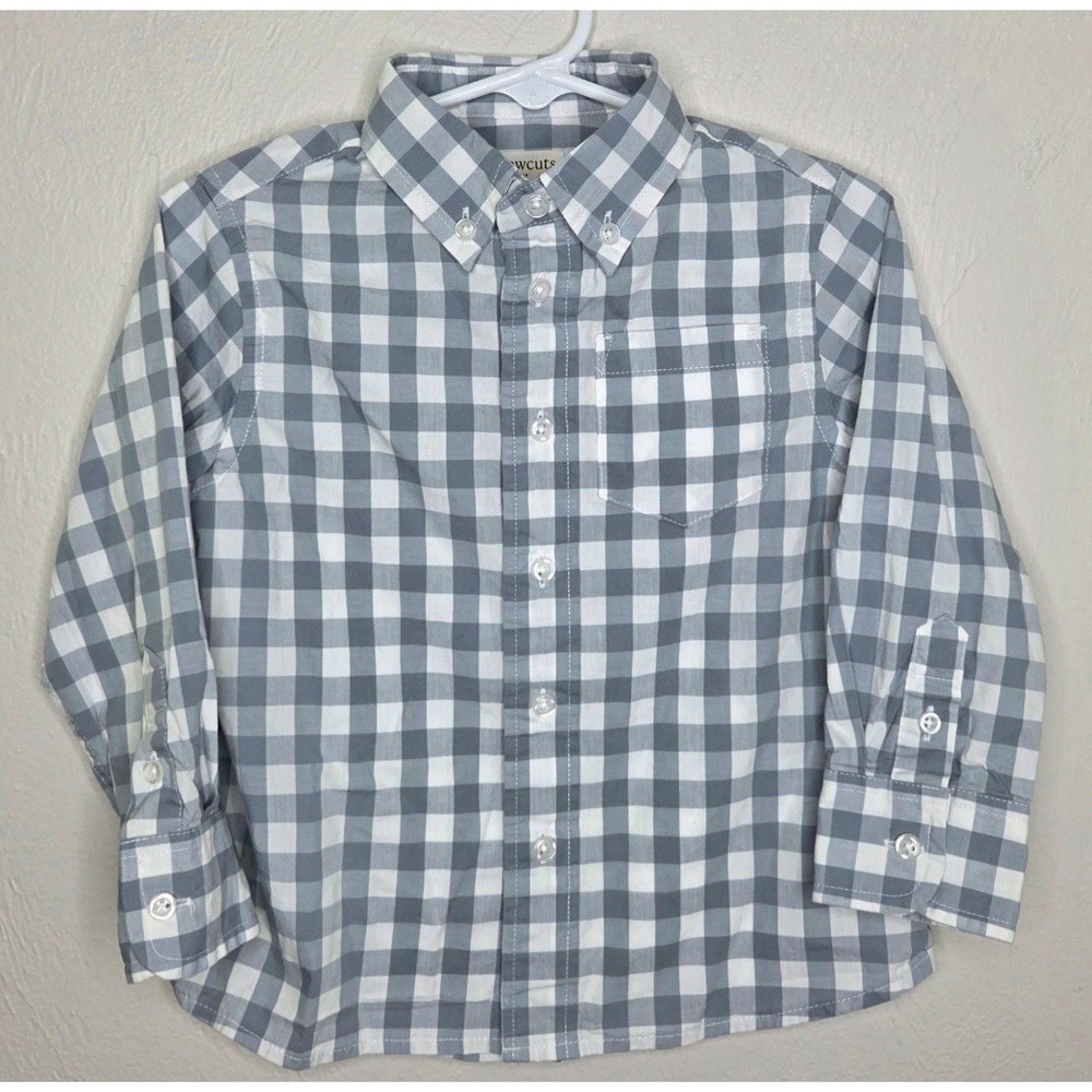J. Crew Crewcuts Boys‎ Gingham Check Long Sleeve Button Down Shirt 2 Blue White